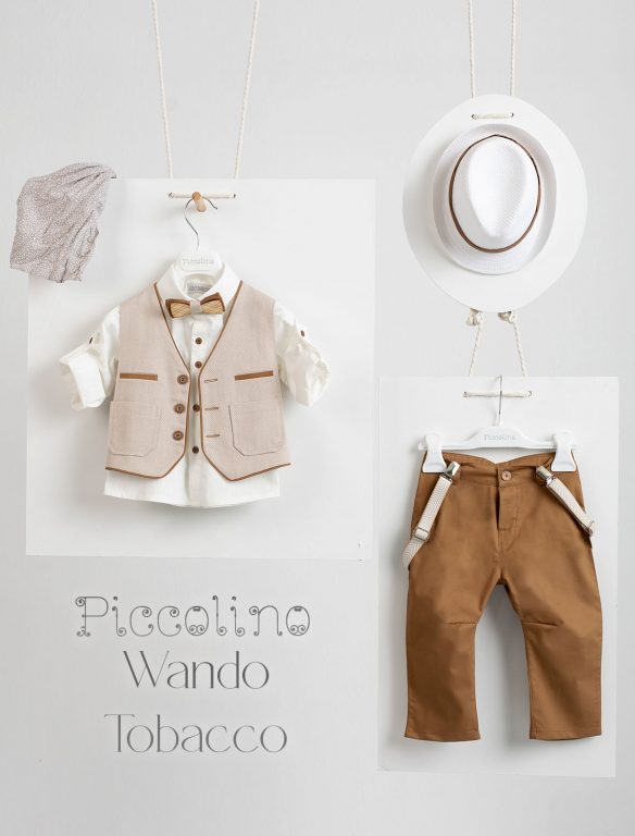 Βαπτιστικό κοστούμι Piccolino Wando σε χρώμα Tobacco