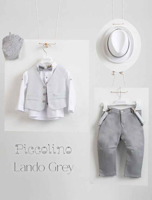 Christening suit Piccolino Lando in Gray color