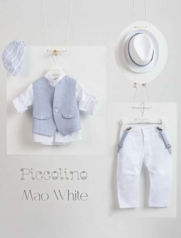 Christening suit Piccolino Mao in White color