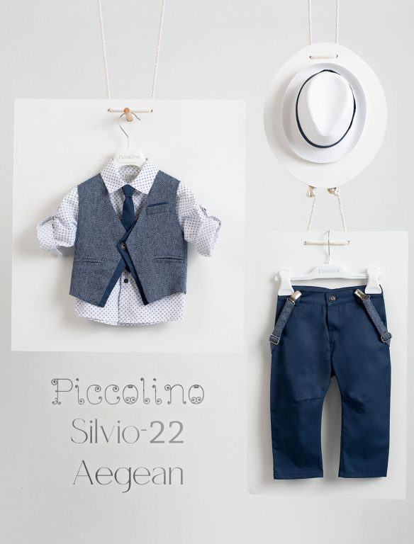 Christening suit Piccolino Silvio-22 in Aegean color