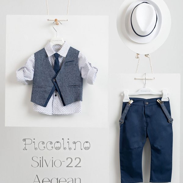 Βαπτιστικό κοστούμι Piccolino Silvio-22 σε χρώμα Aegean