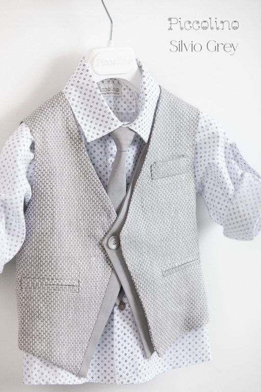 Christening suit Piccolino Silvio-22 in Gray color