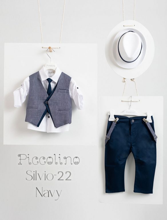 Christening suit Piccolino Silvio-22 in Navy color