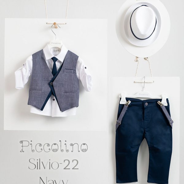 Christening suit Piccolino Silvio-22 in Navy color