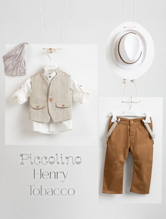 Piccolino Henry christening suit in Tobacco color