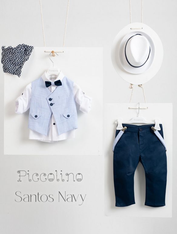 Christening suit Piccolino Santos in Navy color