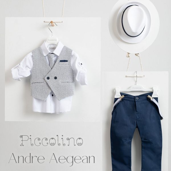 Christening suit Piccolino Andre in Aegean color