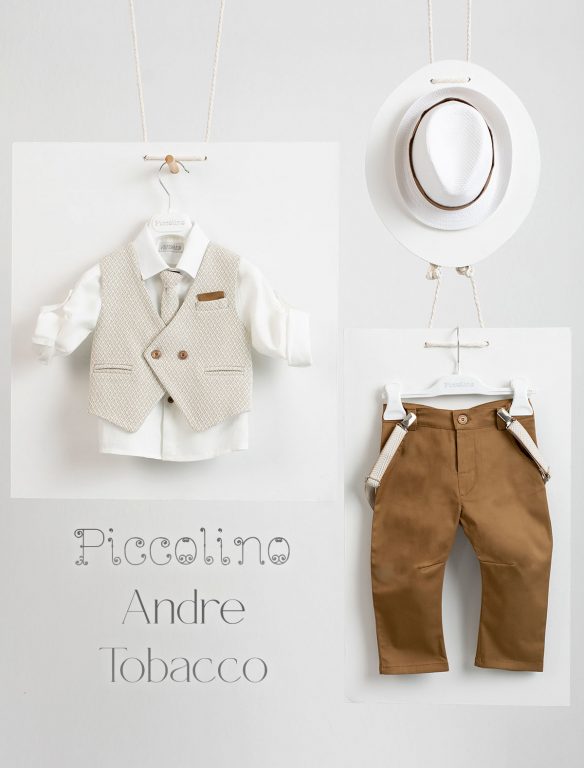 Christening suit Piccolino Andre in Tobacco color