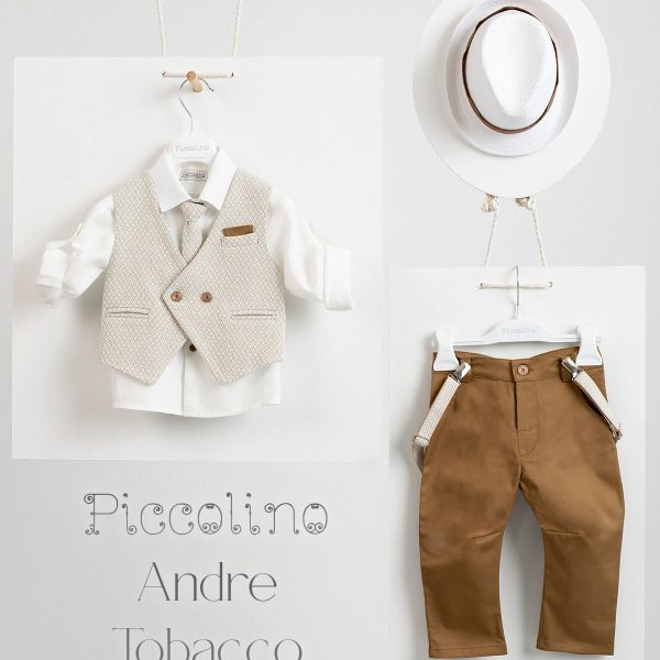 Christening suit Piccolino Andre in Tobacco color