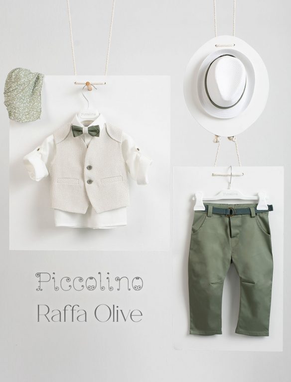 Christening suit Piccolino Raffa in Olive color