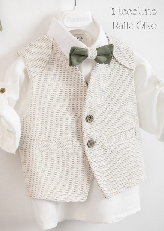 Christening suit Piccolino Raffa in Olive color