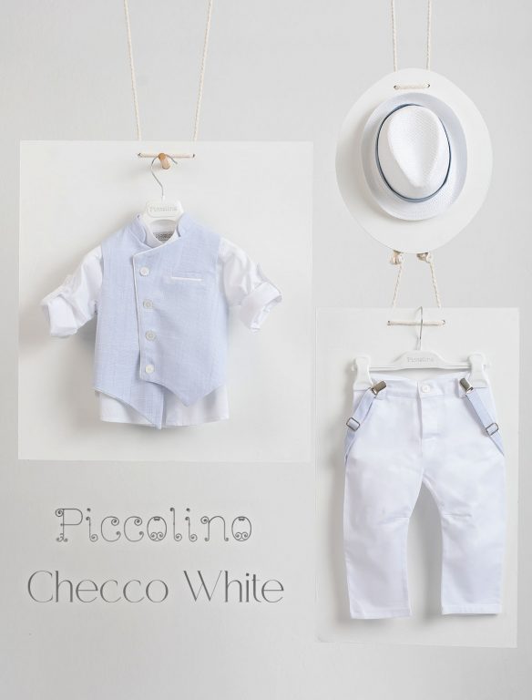 Βαπτιστικό κοστούμι Piccolino Checco σε χρώμα white